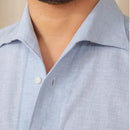 Camisa Social Masculina de Algodão e Linho - Azul Claro