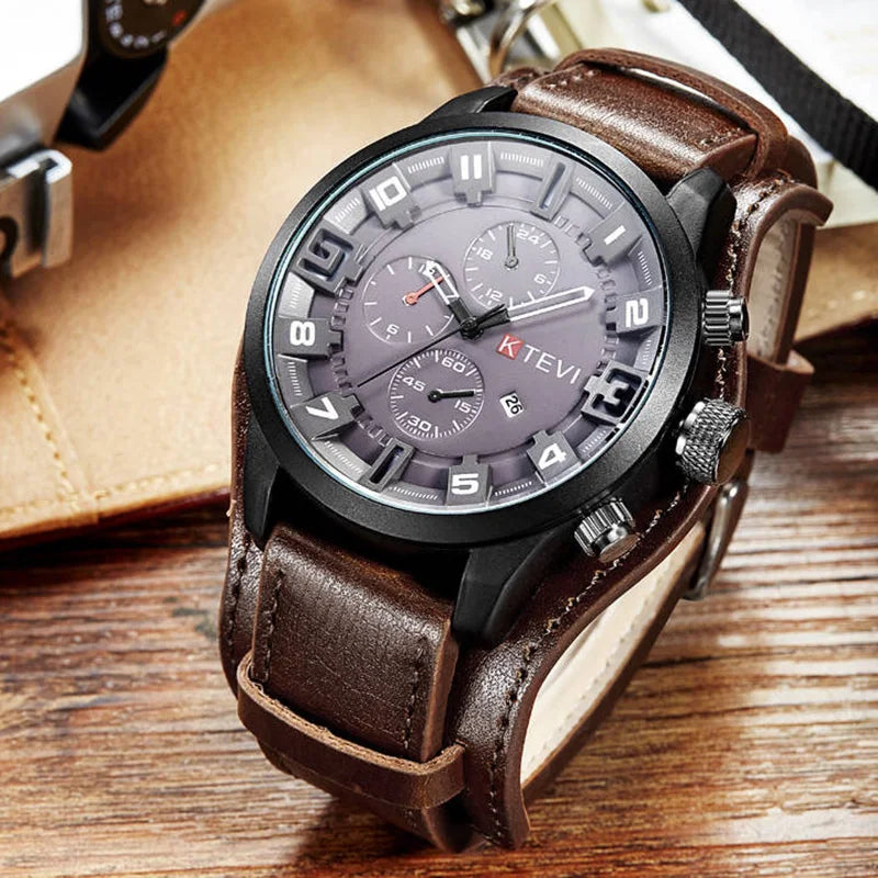 Relógio Masculino Esportivo Ktevi - Leather Bracelet
