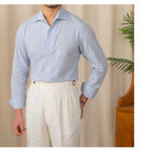 Camisa Social Masculina de Algodão e Linho - Azul Claro