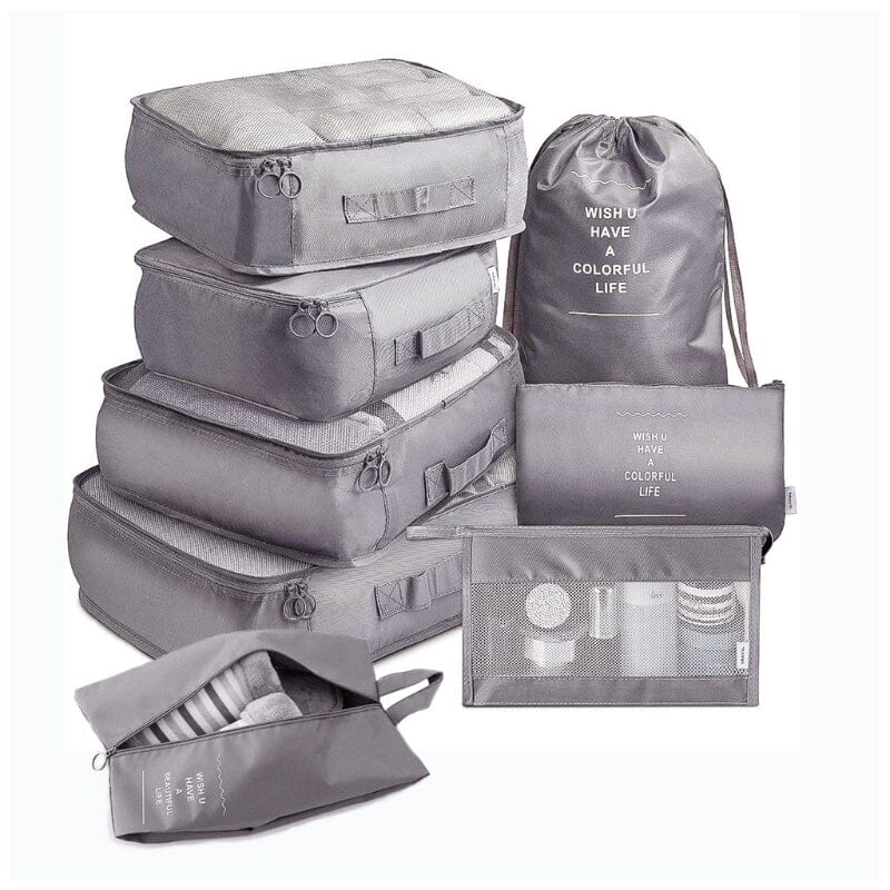 PackPro grey set travel suitcase organised